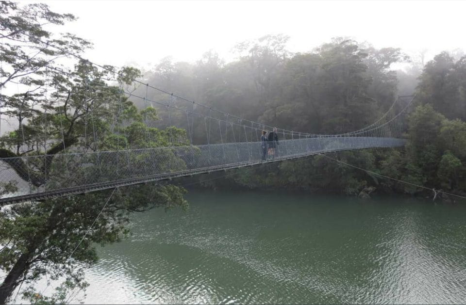 The longest swing bridge in Fiordland